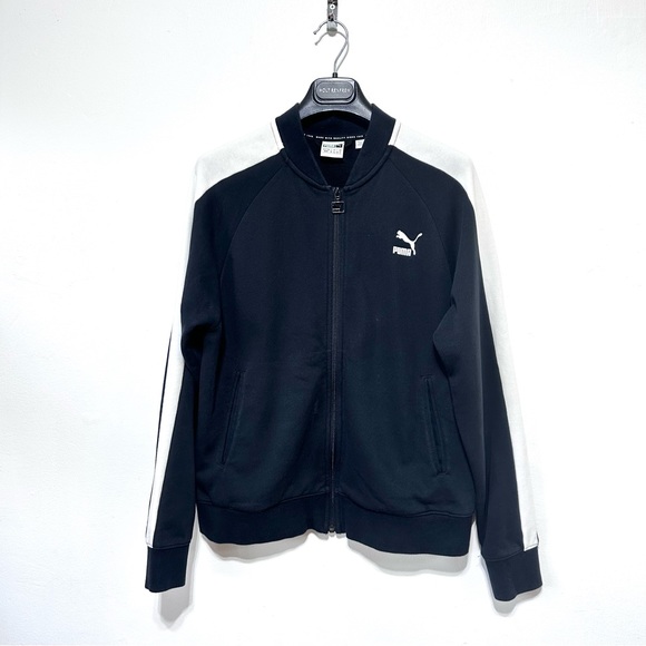 Puma T7 Unisex Black White Full Zip Track Jacket Size Medium - Picture 1 of 11